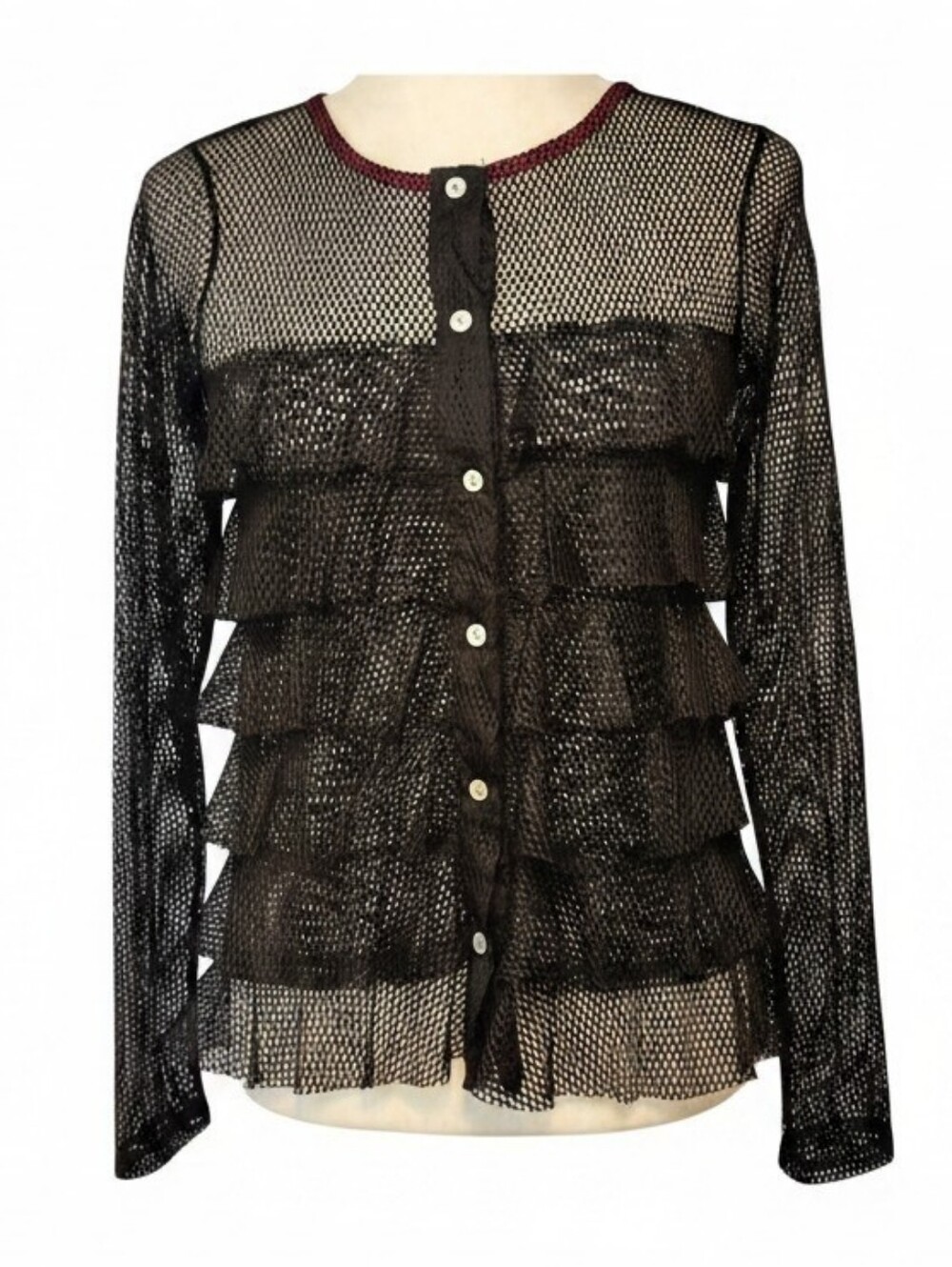 BAR By Melis Kogan Mesh Tier Ruffle Top
